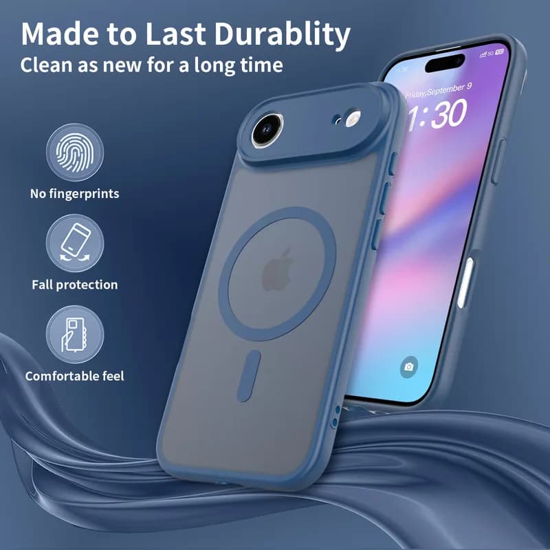 ORVIK iPhone 17 Air Matte Dark Blue Case Slim Magnetic Frosted Shockproof Protective Cover