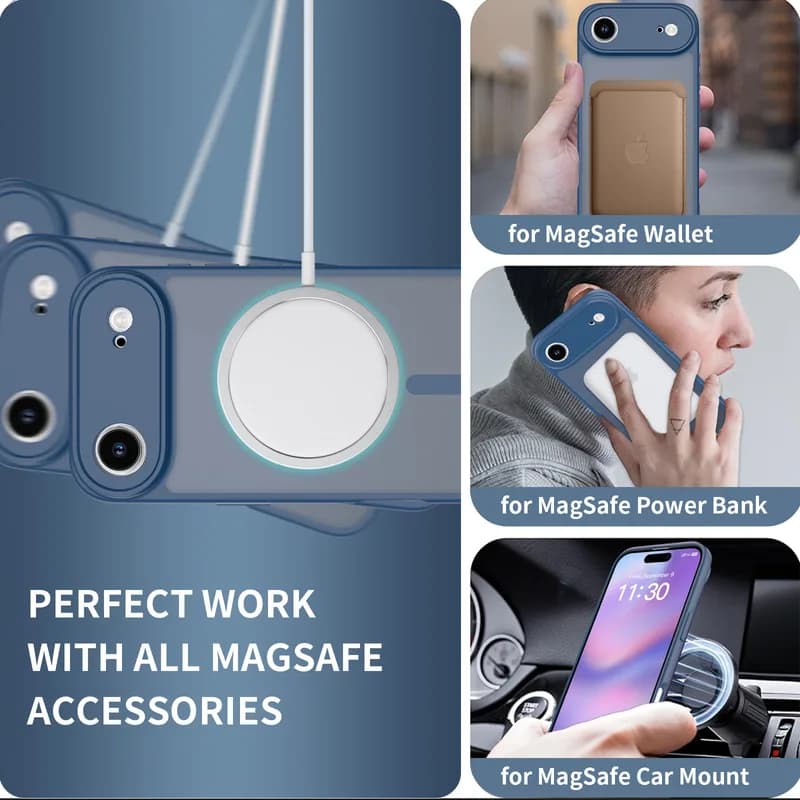 ORVIK iPhone 17 Air Matte Dark Blue Case Slim Magnetic Frosted Shockproof Protective Cover