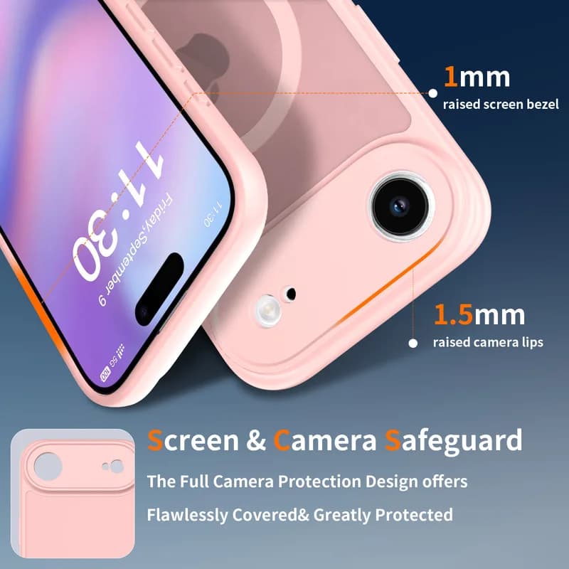 ORVIK iPhone 17 Air Matte Pink Case Magnetic Slim Frosted Shockproof Anti Fingerprint Cover