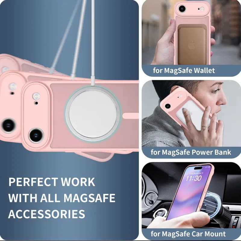 ORVIK iPhone 17 Air Matte Pink Case Magnetic Slim Frosted Shockproof Anti Fingerprint Cover